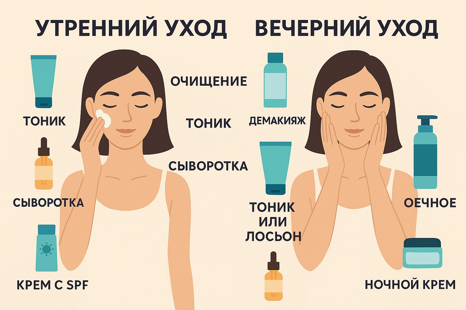 Утренний и вечерний уход в чём разница и что важно не забыть