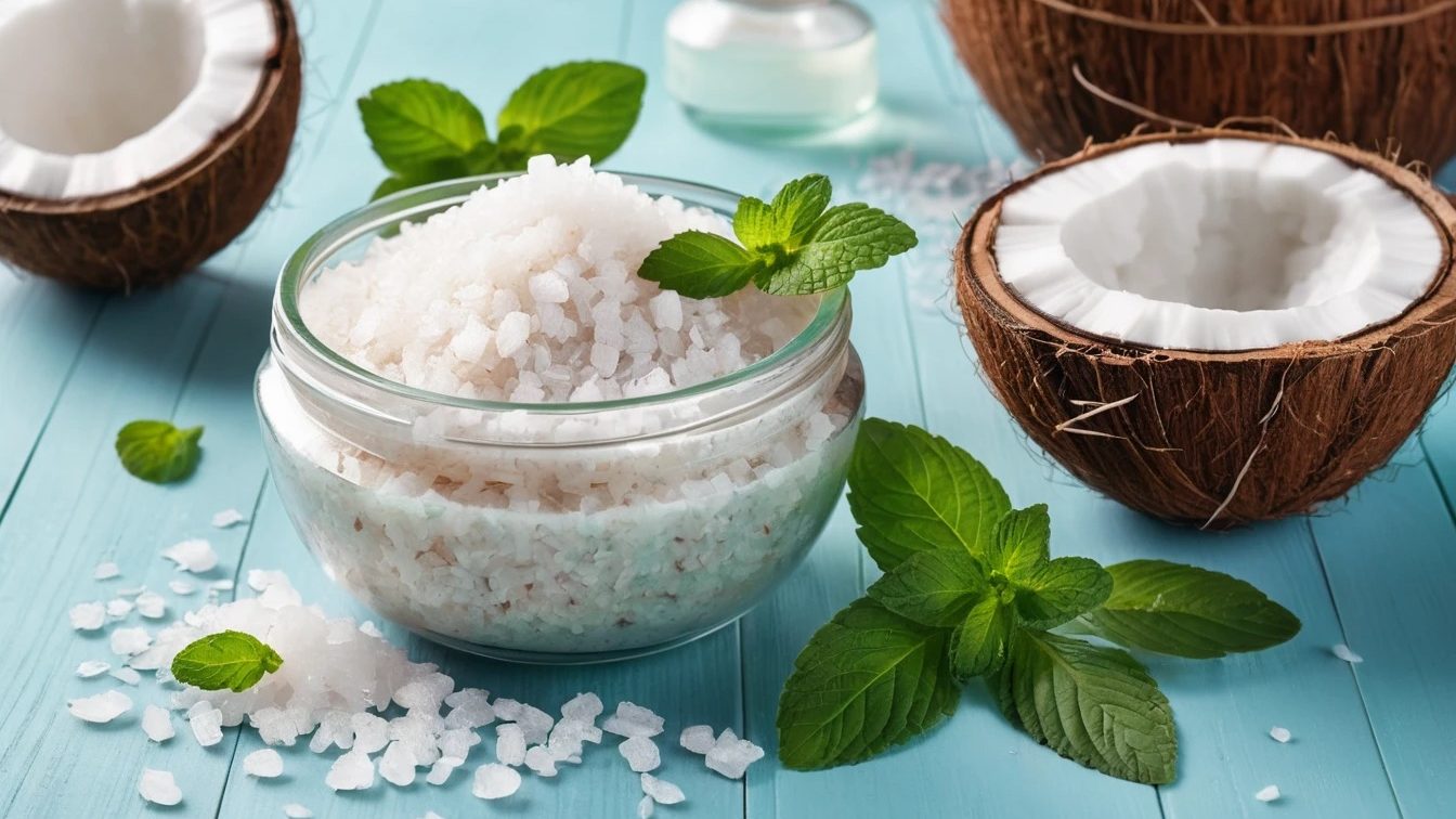 Соляной скраб с мятой и кокосом